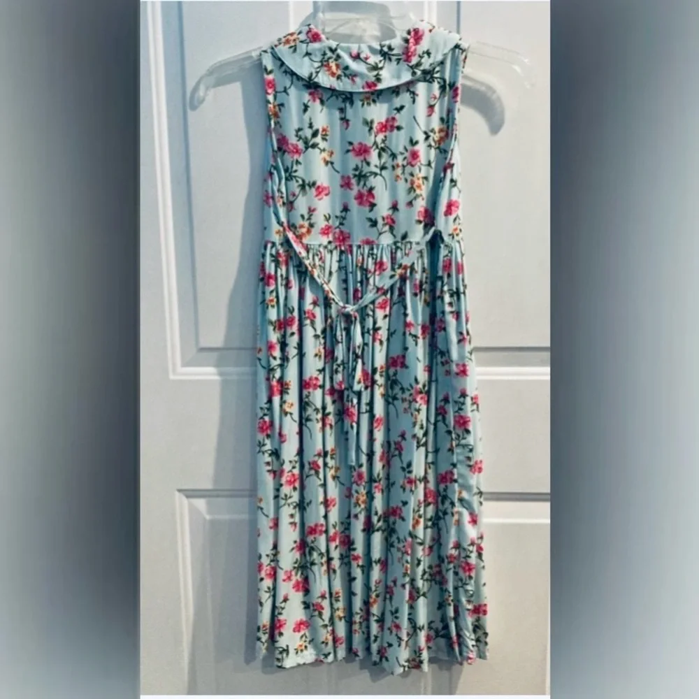 NWT Vintage The Children’s Place Pale Aquamarine Print Midi length dress, 6X-7 - Picture 4 of 7